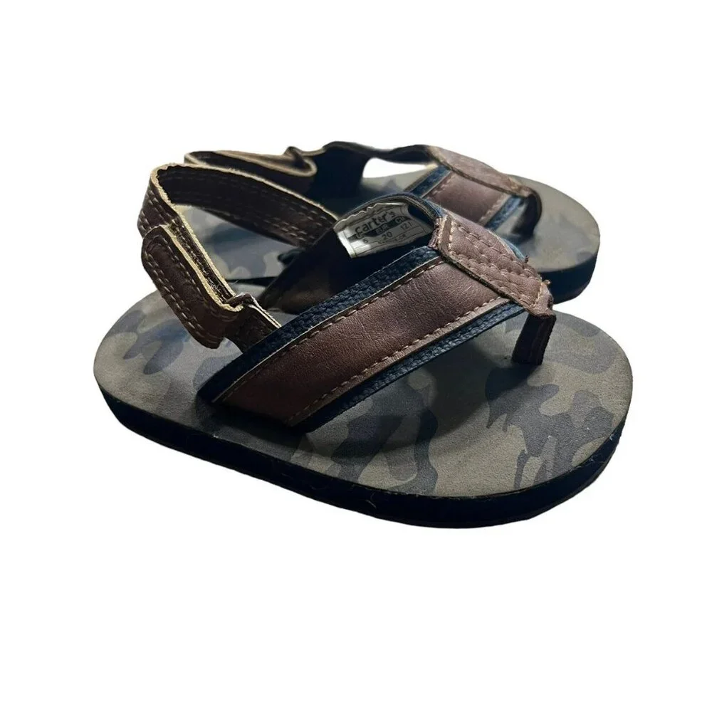 Carter's Sz 5 Brown Camouflage Flip Flops Sandals